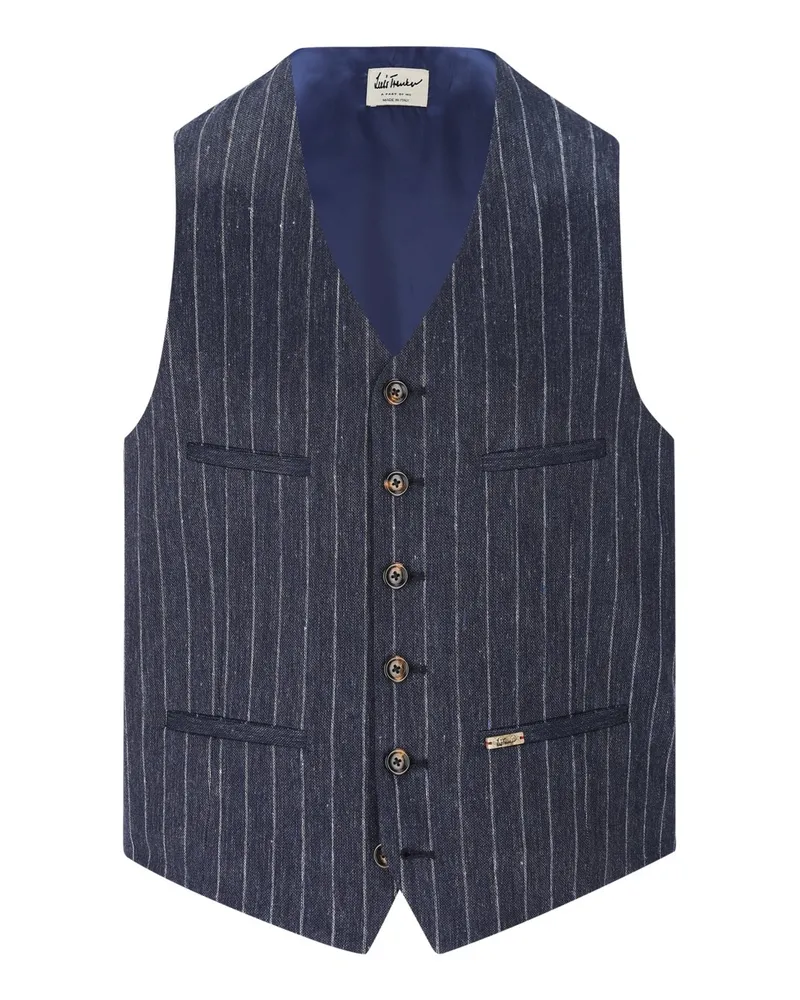 Luis Trenker Kombiweste aus Baumwolle und Leinen mit Nadelstreifen in Blau