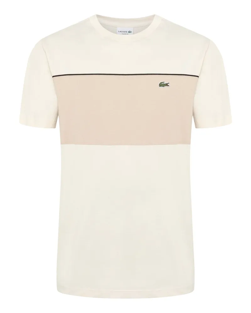 Lacoste Heavy Baumwolljersey-T-Shirt in Colorblock-Design in Beige