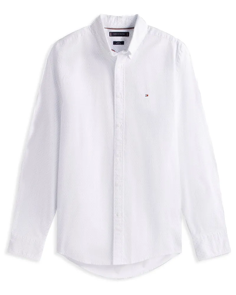 Tommy Hilfiger Hemd aus Baumwolle mit feinem Muster, Regular Fit in Weiß