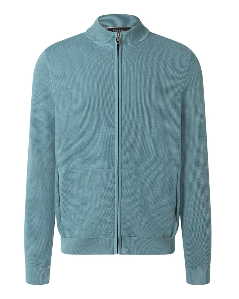 Maerz Strickjacke aus Baumwolle mit Reiskorn-Struktur in Mint