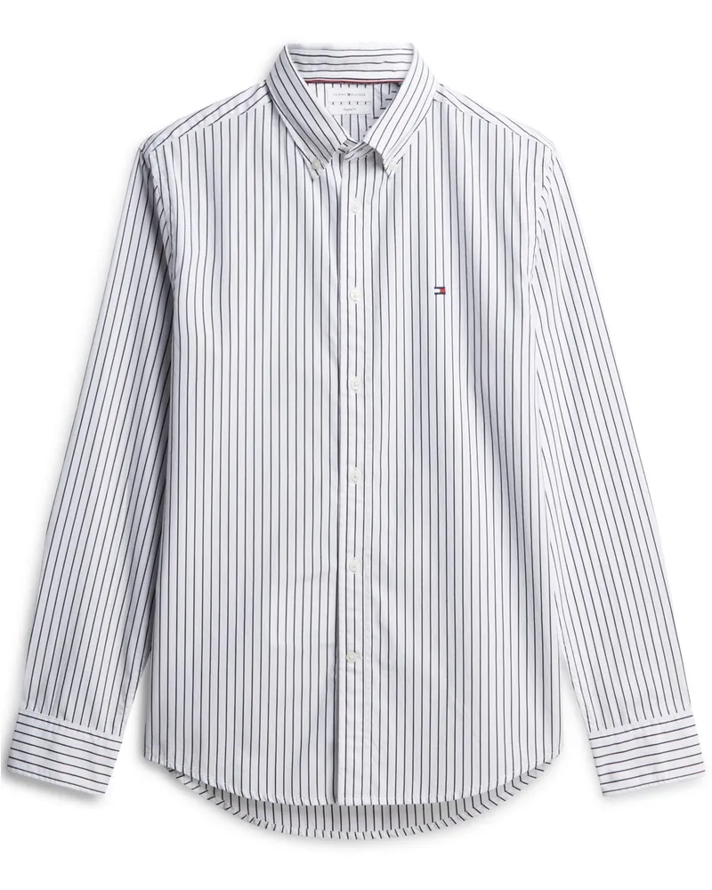 Tommy Hilfiger Popeline-Hemd aus Baumwolle mit Streifenmuster, Regular Fit in Weiß