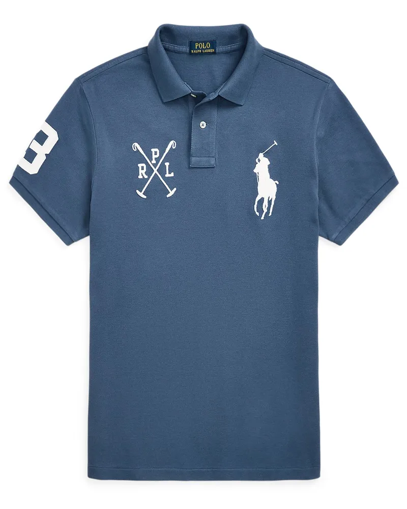 Ralph Lauren Poloshirt mit Big-Pony-Aufnäher, Custom Slim Fit in Königsblau