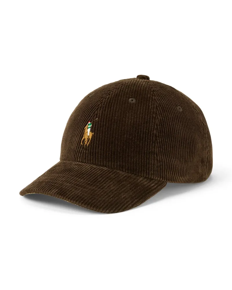 Ralph Lauren Cap in Cord-Qualität mit Pony-Stickerei in Braun