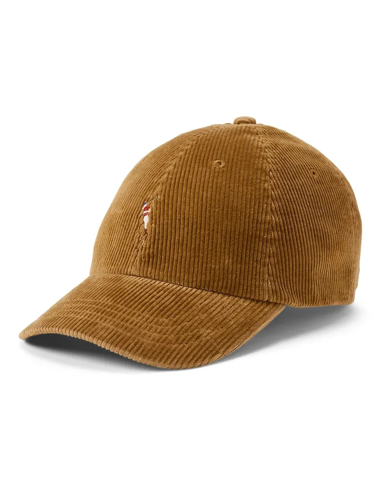 Ralph Lauren Cap in Cord-Qualität mit Pony-Stickerei in Braun