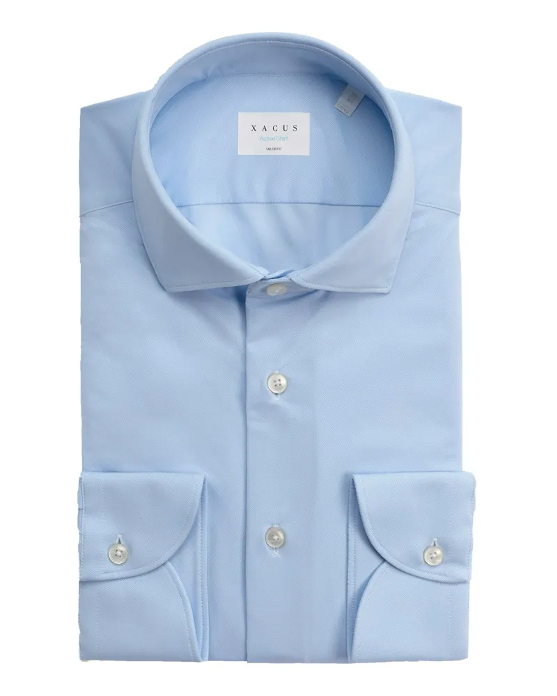 XACUS Leichtes Jerseyhemd mit 3D-Stretch, Tailor Fit in Hellblau