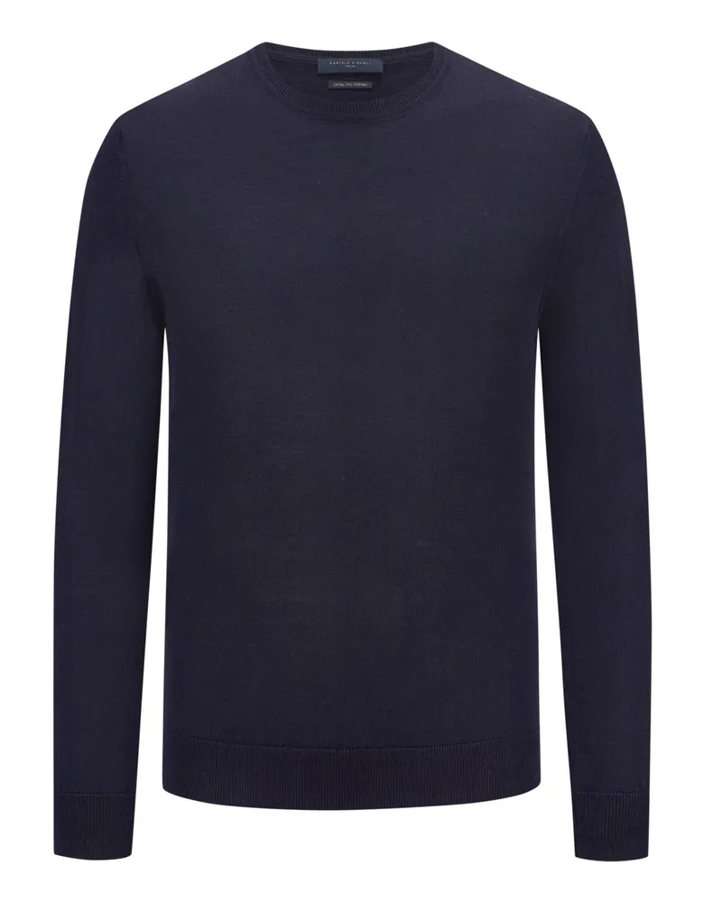 Daniele Fiesoli Leichter Pullover aus Merinowolle mit O-Neck in Marine