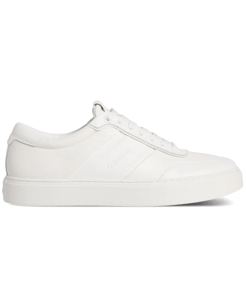 Calvin Klein Low Top Sneaker aus genarbtem Nappaleder in Weiß