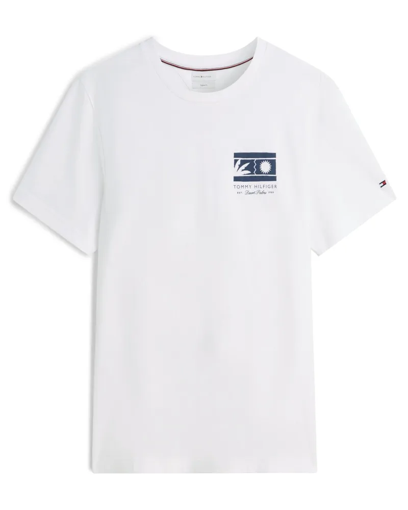 Tommy Hilfiger T-Shirt aus Baumwolle mit Label-Print, Regular Fit in Weiß