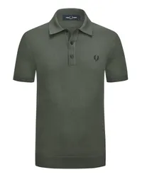 Fred Perry Strick-Poloshirt mit Logo-Stickerei Oliv