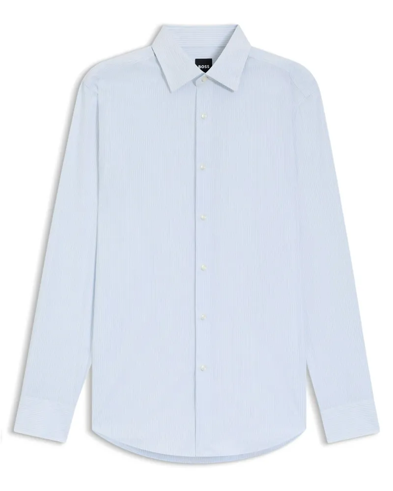 HUGO BOSS Leichtes Hemd in 4-Way-Stretch-Qualität mit Streifen, Slim Fit in Hellblau