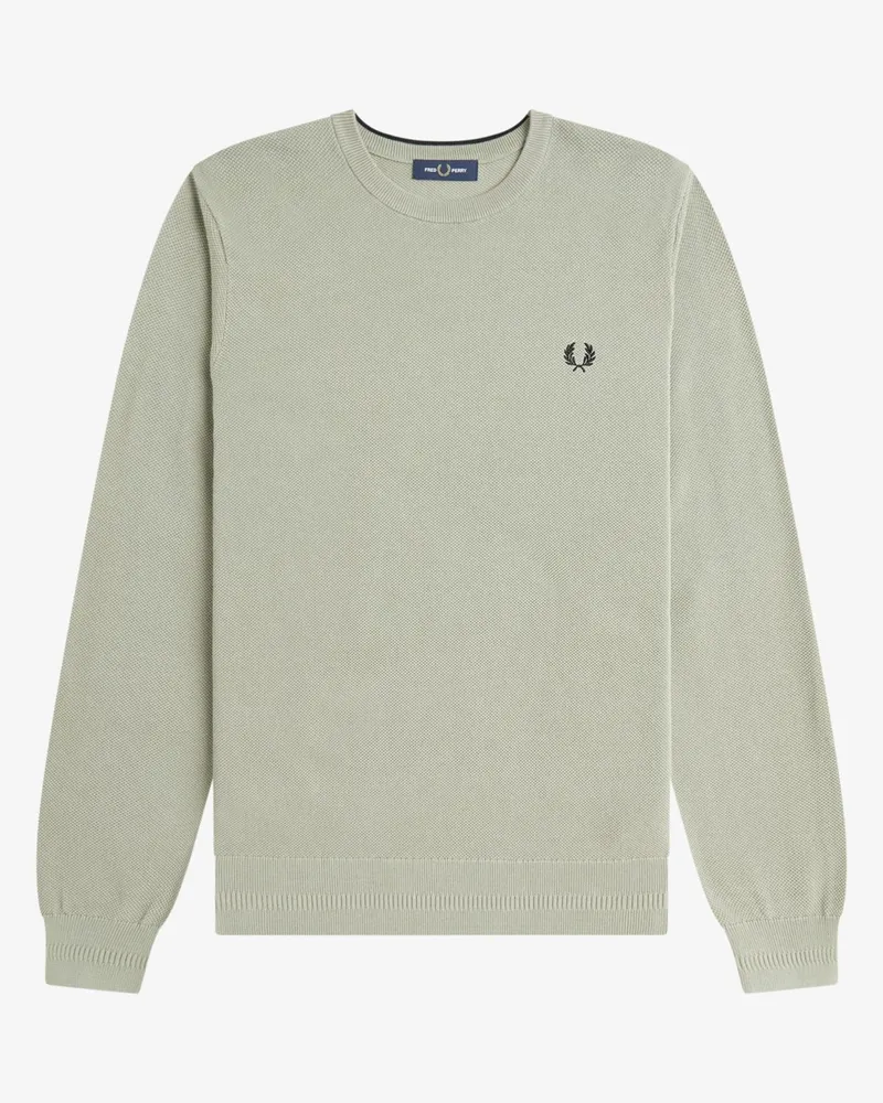 Fred Perry Leichter Rundhalspullover aus Baumwolle mit Reiskornstruktur in Schilf
