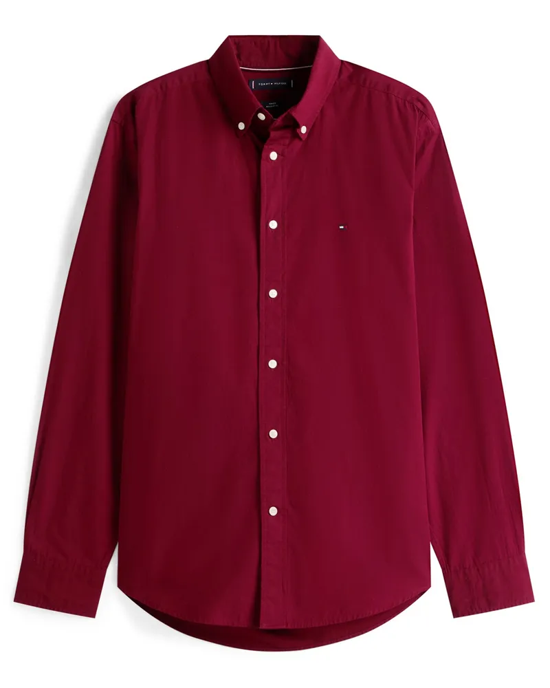 Tommy Hilfiger Flex Technology-Hemd in Popeline-Qualität, Regular Fit in Bordeaux