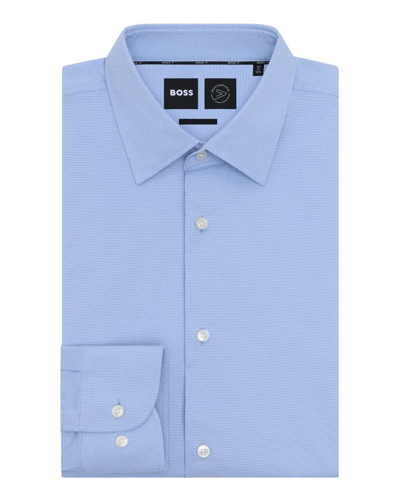 HUGO BOSS Unifarbenes Performance-Hemd, Slim Fit in Hellblau