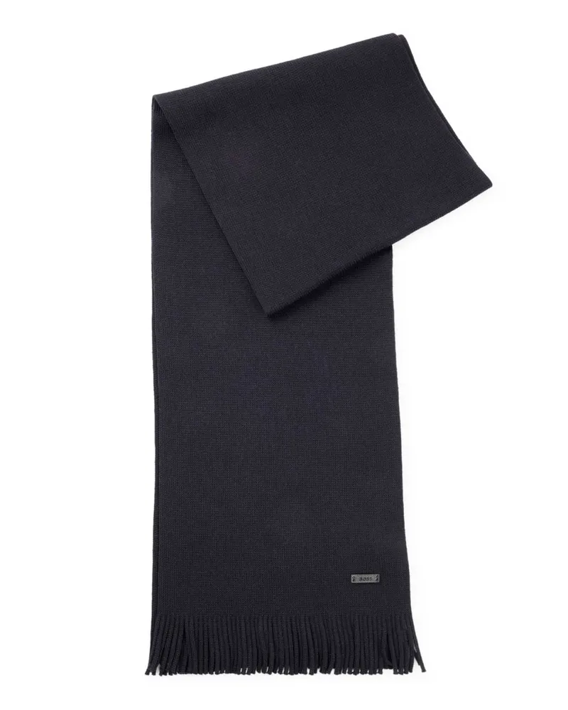 HUGO BOSS Softer Strick-Schal aus Schurwolle in Marine