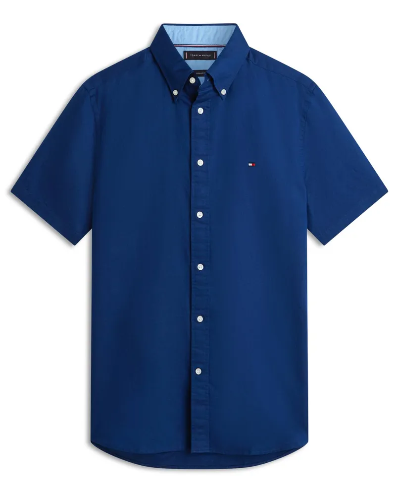Tommy Hilfiger Kurzarmhemd aus Baumwolle und Leinen, Regular Fit in Marine