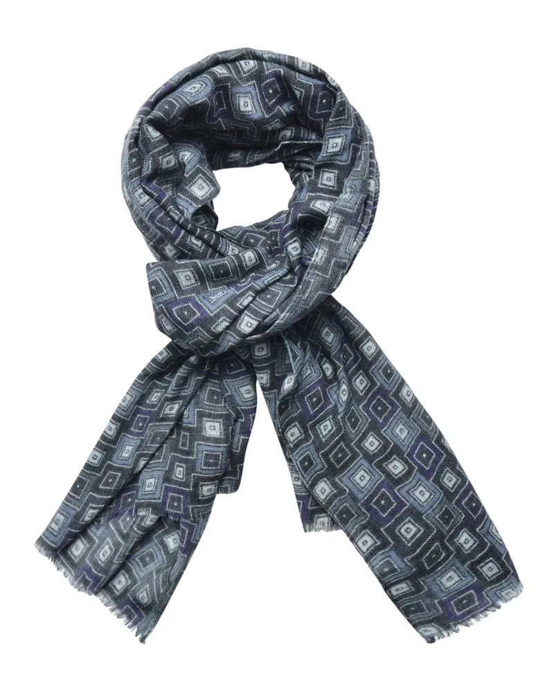 DANTE Leichter Wollschal mit geometrischem Muster in Blau