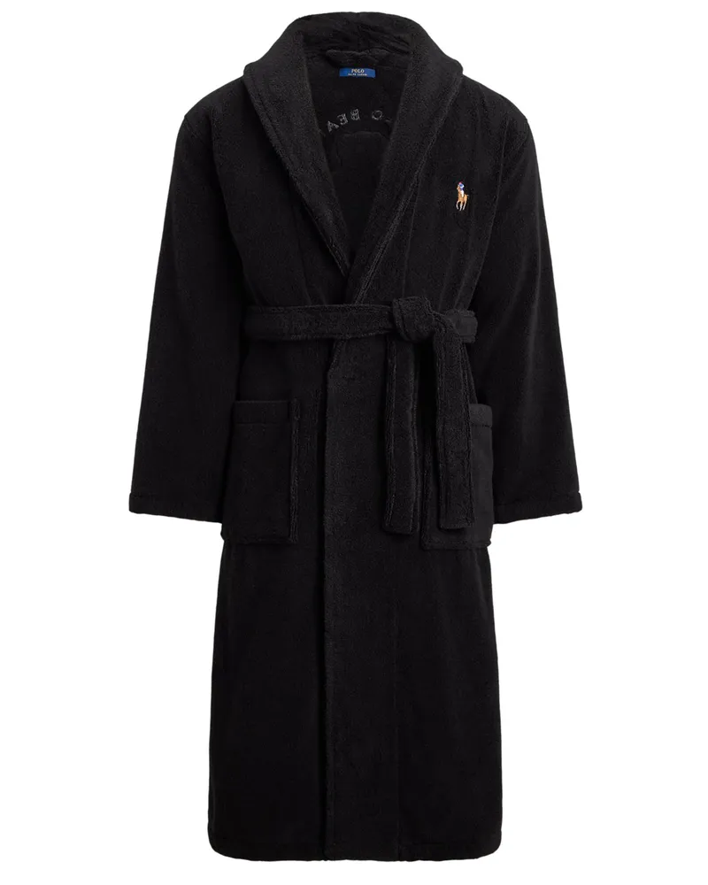 Ralph Lauren Frottee-Badenmantel mit Polo-Bear auf Rückenseite, X-Mes in Schwarz