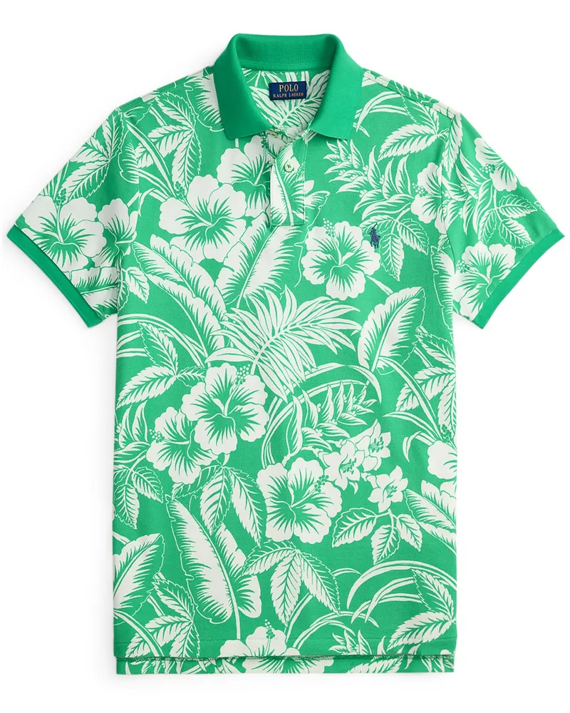 Ralph Lauren Piqué-Poloshirt mit floralem Muster, Slim Fit in Mint
