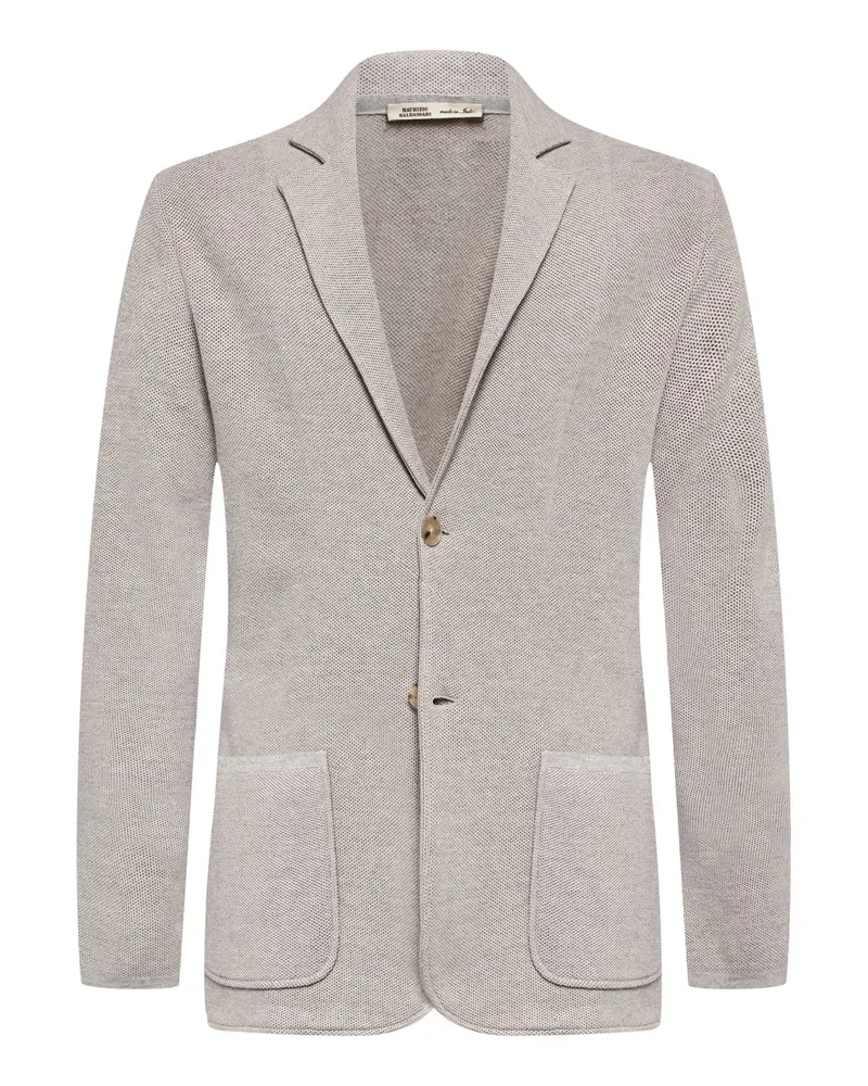 Maurizio Baldassari Einreihiger Blazer in Strick-Haptik mit aufgestzten Taschen in Beige
