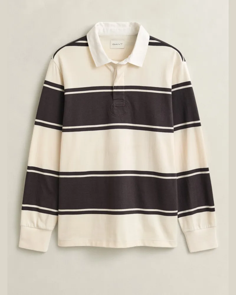 Gant Rugbyshirt aus Baumwolle mit Blockstreifen, Regular Fit in Braun