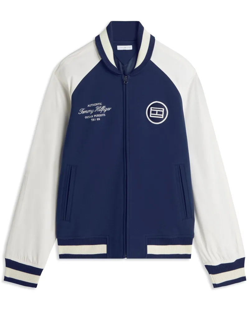 Tommy Hilfiger College-Sweatjacke mit Farb- und Streifenakzenten in Marine