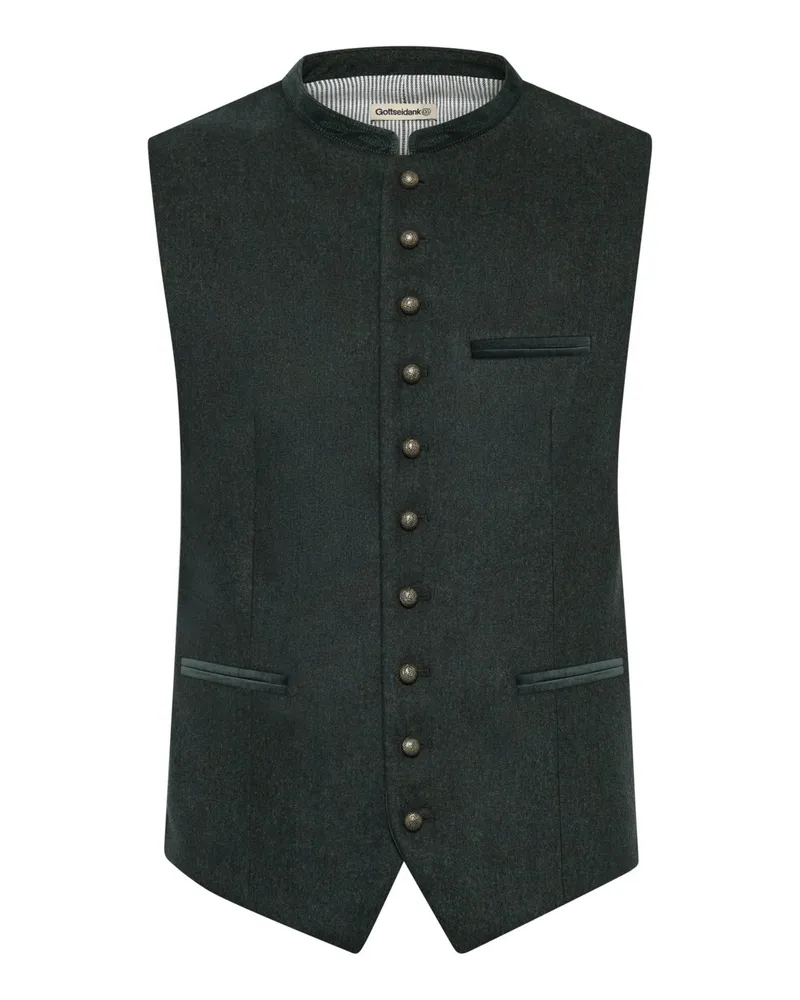 Gottseidank Trachtenweste Konstantin mit Samtbesatz und Kaschmiranteil in Tanne