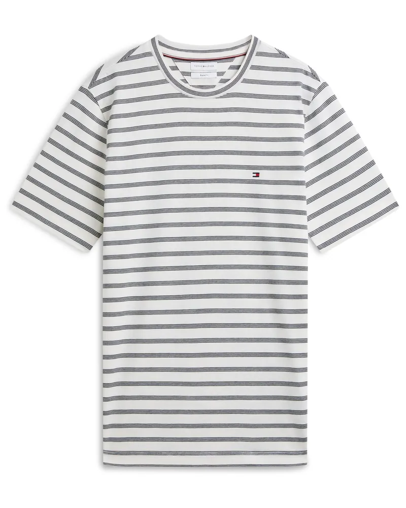 Tommy Hilfiger T-Shirt aus Baumwolle mit Ringelstreifen, Regular Fit in Offwhite