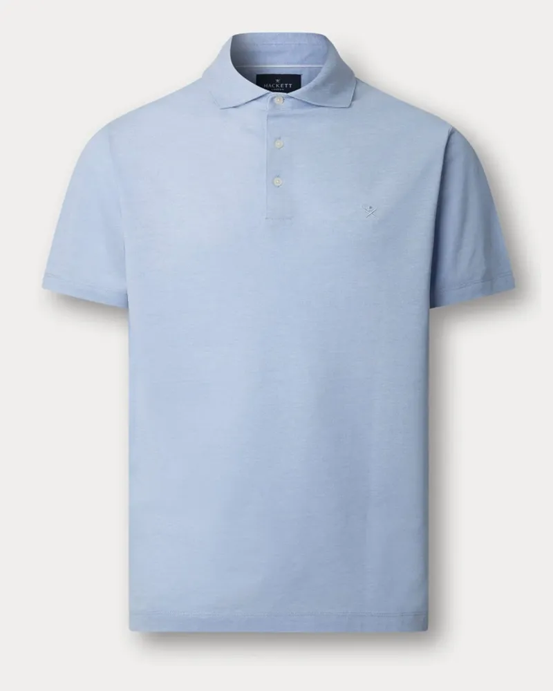 Hackett Poloshirt aus feinem Baumwoll-Piqué mit Logo-Stickerei, Classic Fit in Hellblau