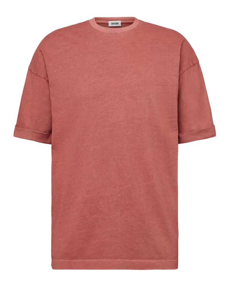 Drykorn Softes T-Shirt in Washed-Optik, Regular Fit in Rostrot