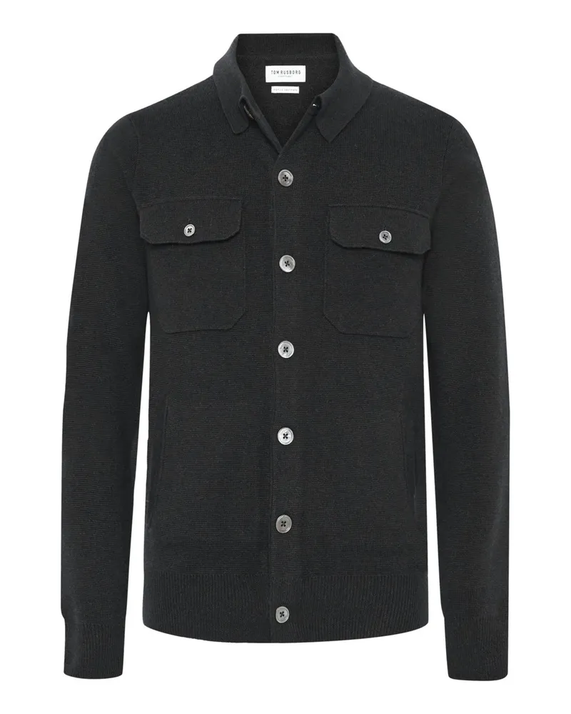 Tom Rusborg Leichtes Overshirt aus extrafeiner Merinowolle in Schwarz