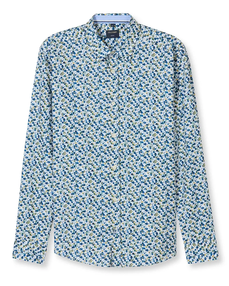 Olymp Casual, Regular Fit, Baumwollhemd mit Print in Hellblau