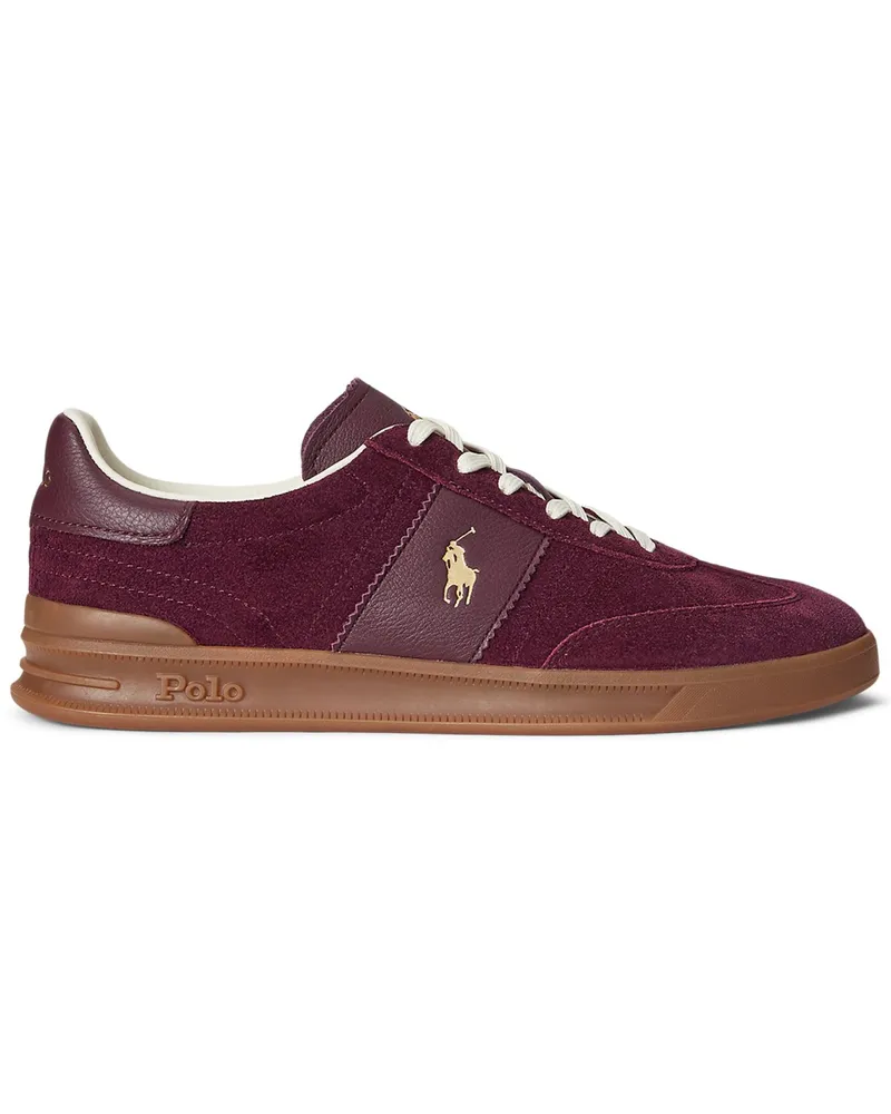 Ralph Lauren Sneaker Aera aus Velours- und Glattleder mit Logo-Stickerei in Bordeaux