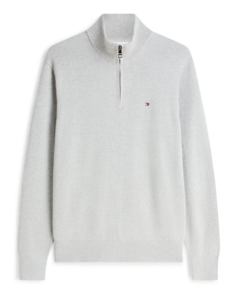 Tommy Hilfiger Softer Troyer mit Kaschmir und kleiner Logo-Stickerei in Hellgrau