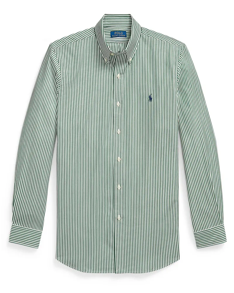 Ralph Lauren Custom Fit Stretch-Hemd mit Streifen und kleiner Pony-Stickerei in Grün