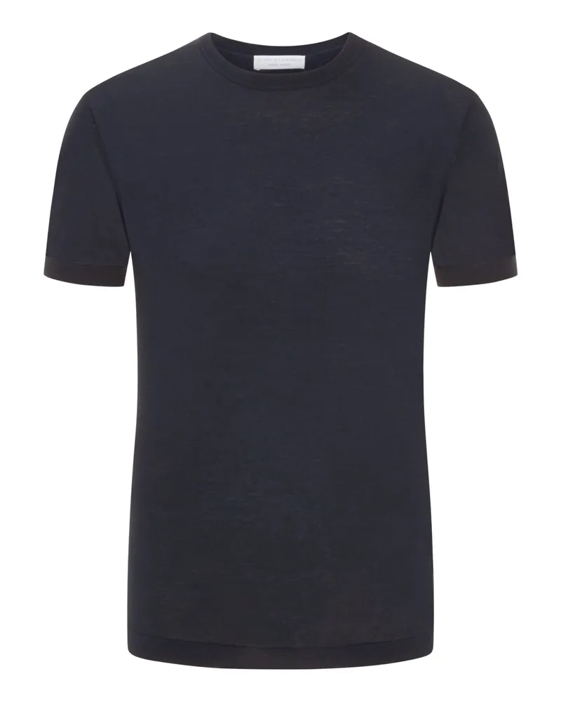 Filippo de Laurentiis Leichtes Strick-Shirt aus Crepe Cotton in Marine