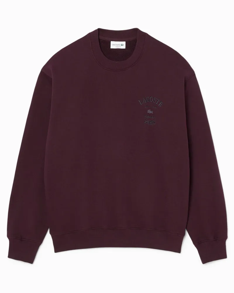 Lacoste Sweatshirt aus Baumwolle mit Label-Stickerei, Classic Fit in Bordeaux