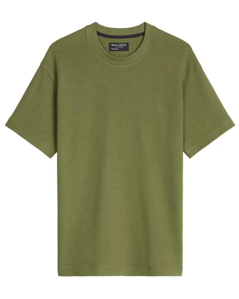 Marc O'Polo Softes T-Shirt aus Baumwolle mit Webstruktur in Grün