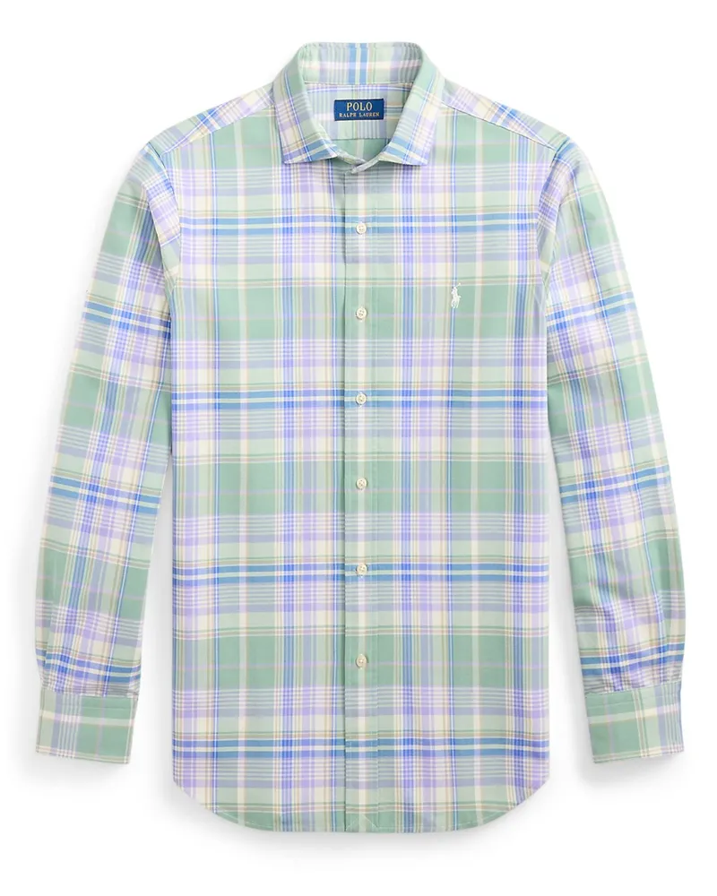Ralph Lauren Oxfordhemd mit Check-Muster und Logo-Stickerei, Custom Fit in Mint