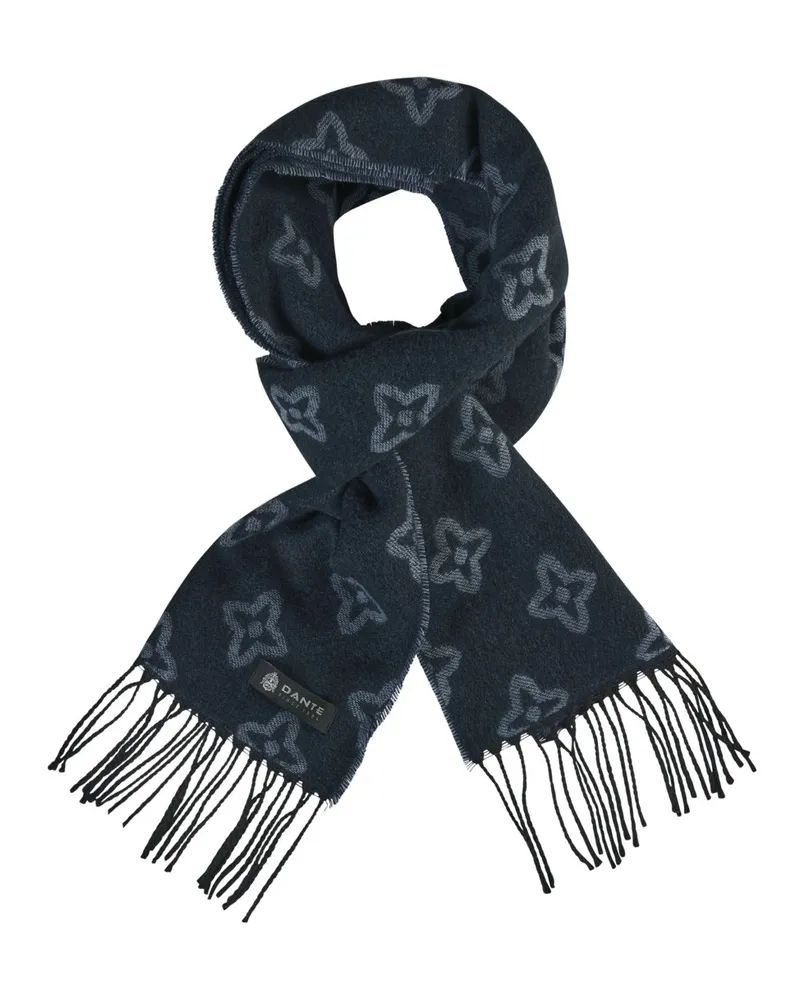 DANTE Gemusterter Schal aus einem Wolle-Kaschmir-Mix in Hellblau