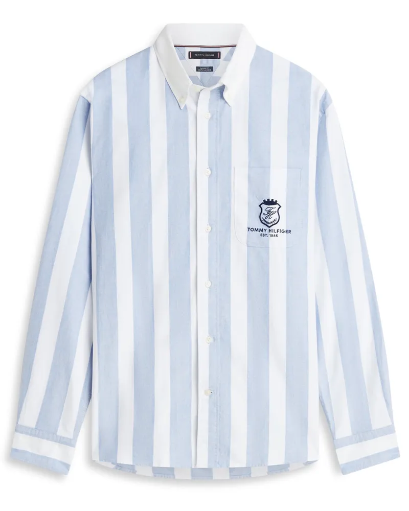 Tommy Hilfiger Oxfordhemd aus Baumwolle mit Blockstreifen, Classic Fit in Hellblau