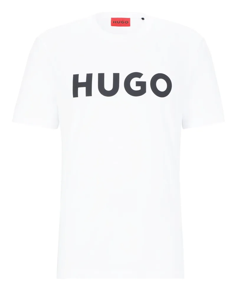 HUGO BOSS Softes T-Shirt mit Label-Frontprint und Stretch in Weiß