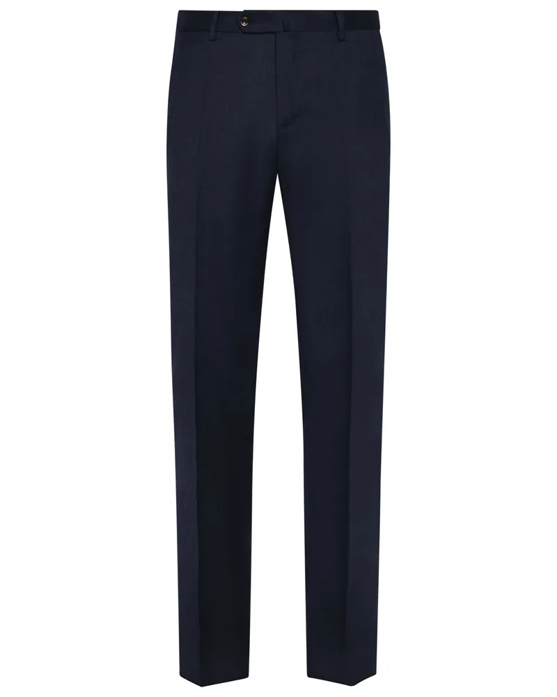 PT TORINO Flanell-Anzughose mit Bund- und Bügelfalte, Slim Fit in Blau