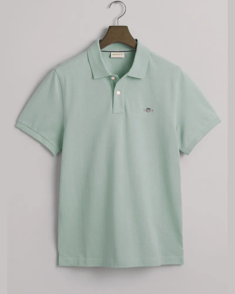 Gant Piqué-Poloshirt mit Logo-Stickerei in Hellgrün