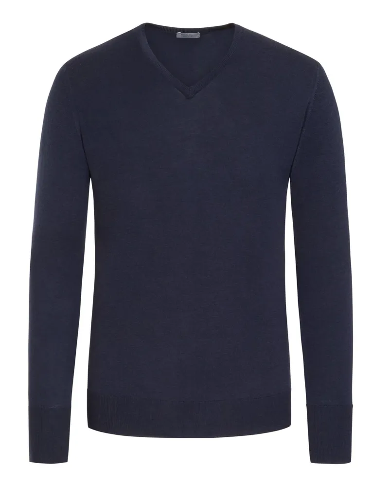 John Smedley Pullover aus reiner Schurwolle, V-Neck in Marine