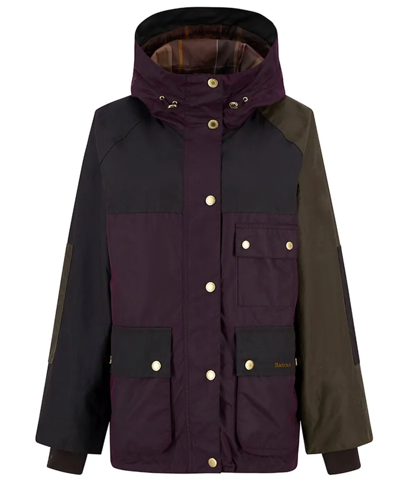 Barbour Damen Wachsjacke Keeley aus 60er Jahre Collection in Colour-Blocking-Optik in Rot