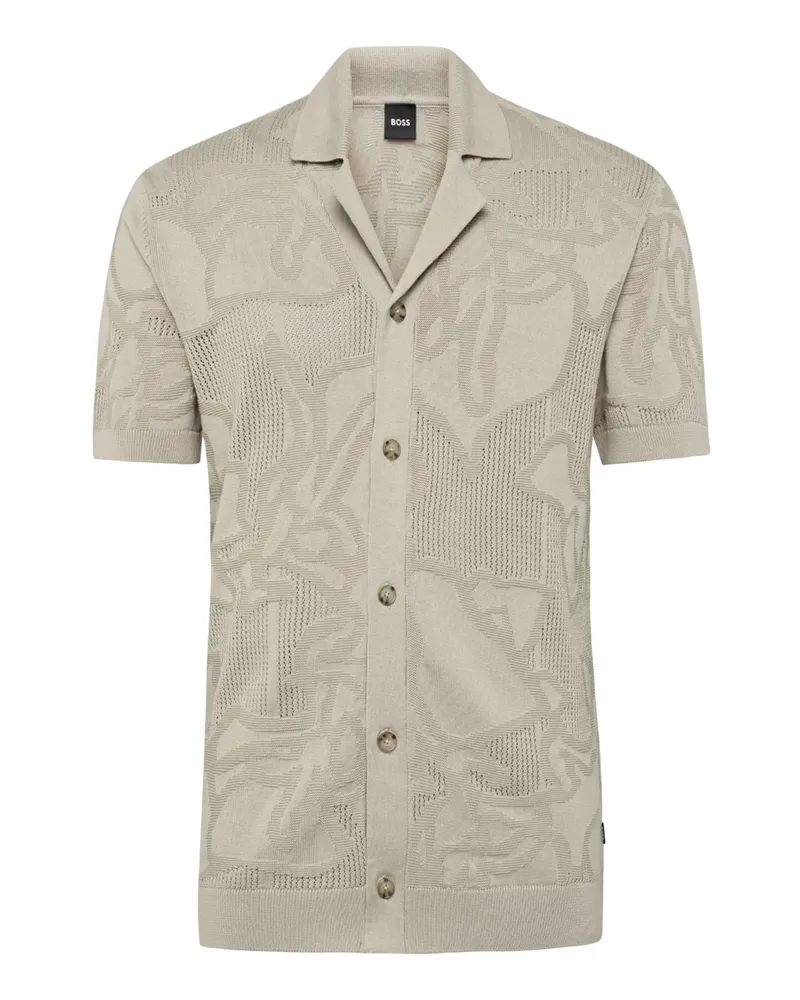 HUGO BOSS Kurzarmhemd aus Baumwolle mit Struktur in Beige