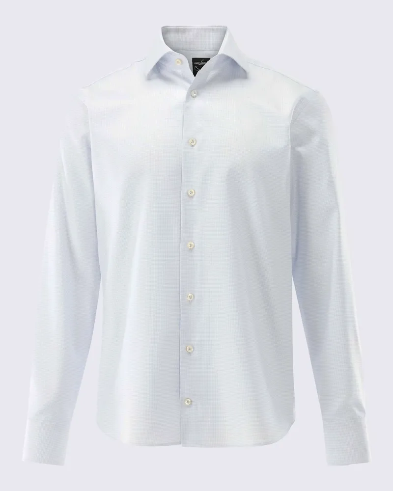 van Laack Hemd aus Baumwoll-Vollzwirn mit feinem Karo, Slim Fit in Hellblau