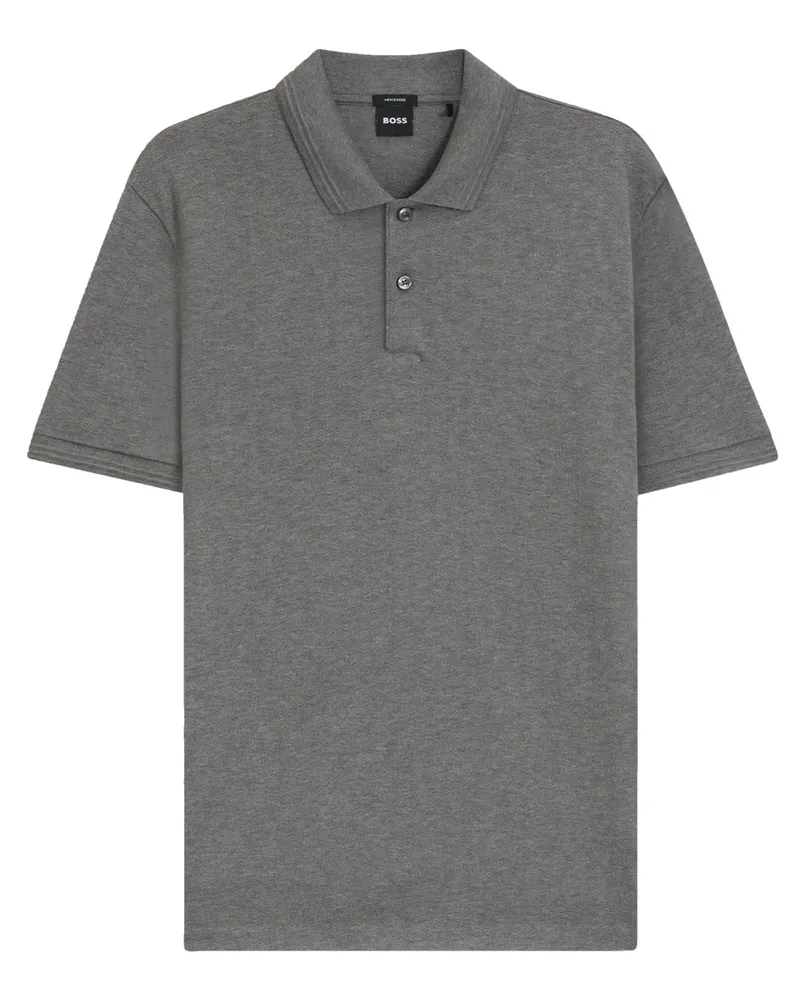 HUGO BOSS Poloshirt aus merzerisierter Baumwolle mit Fischgrätstruktur in Hellgrau