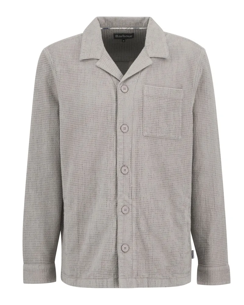 Barbour Softes Overshirt mit Waffelstruktur und Resort-Kragen in Grau
