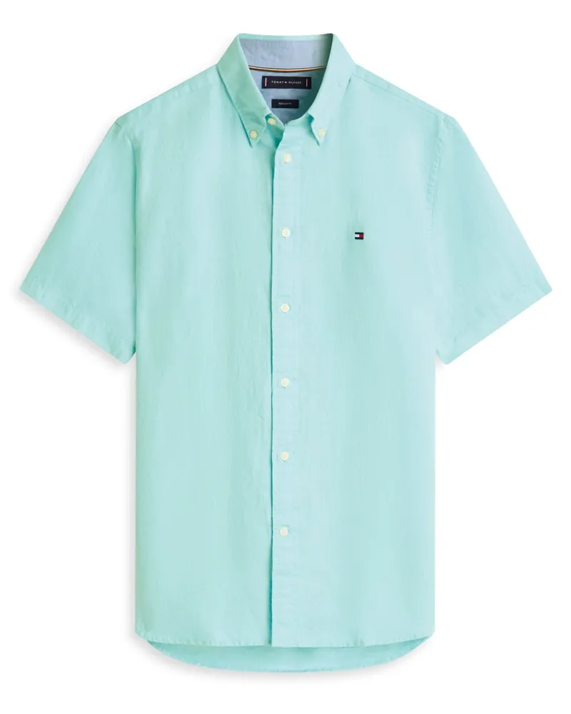 Tommy Hilfiger Kurzarmhemd aus Baumwolle und Leinen, Regular Fit in Blau